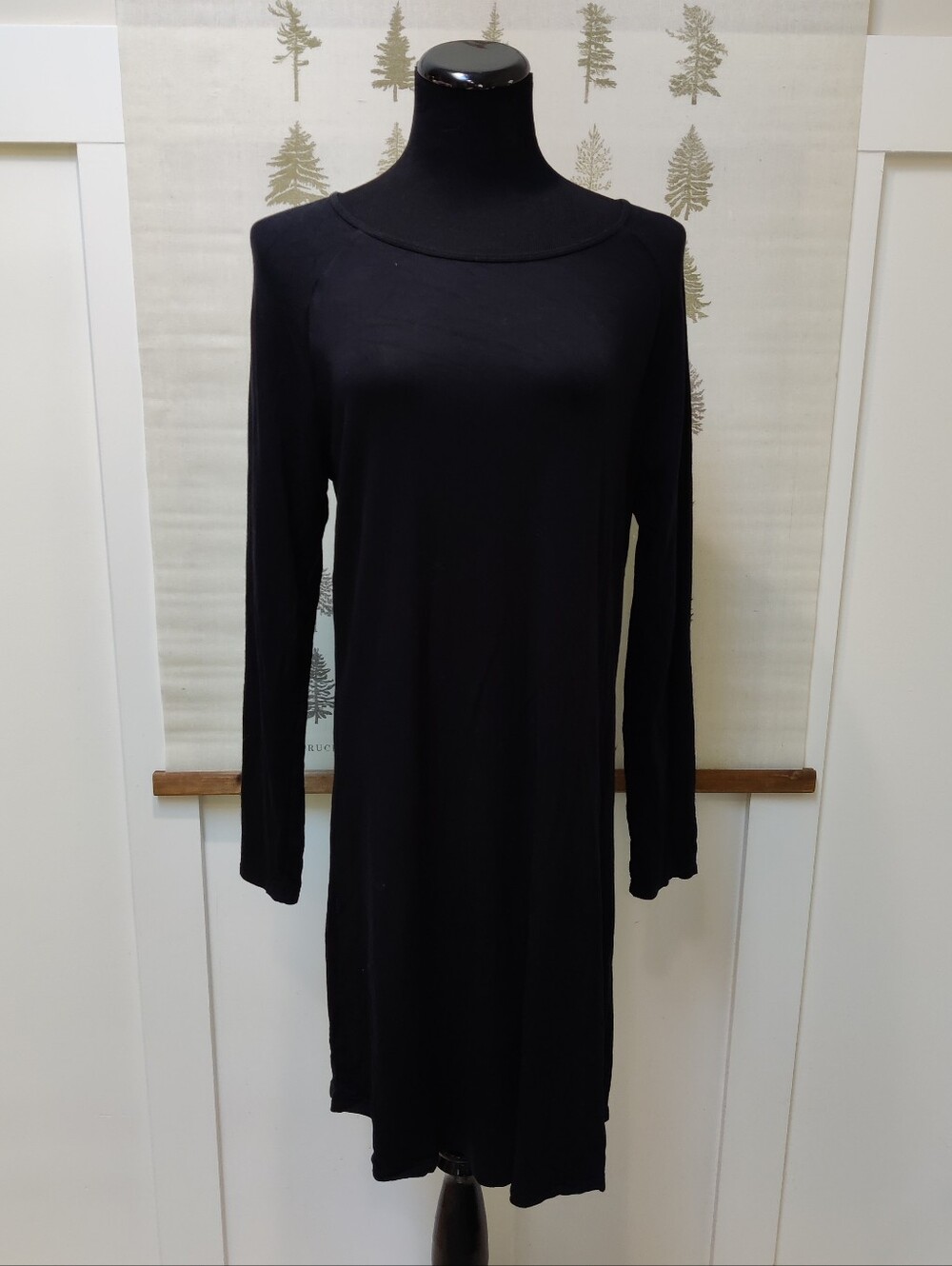 Diadora Luxe Collection Black Long Sleeve Rayon Shift Dress Tunic Size Large